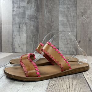 Ancient Greek Women's Size EU 38 I US 7.5 Two Strap Slip On Leather Sandals Tan